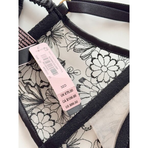 NWT VICTORIA'S SECRET Very Sexy Floral Embroidered Push-Up Bustier Bra, Size 32D - Picture 14 of 16